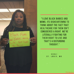 Picture of activist speaking out on maternal mortality