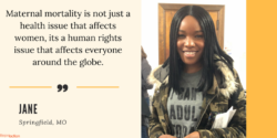 Picture of activist speaking out on maternal mortality