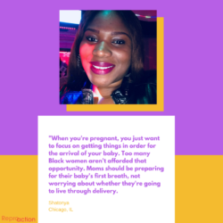 Picture of activist speaking out on maternal mortality