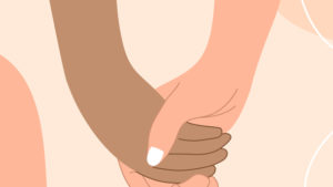 Flat style vector illustration of people holding hands concept.