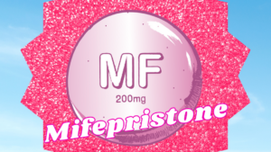 Mifepristone barbie meme with reproaction logo